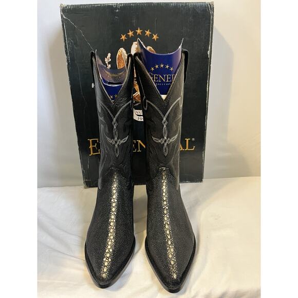 Men's Exotic Black Stingray Western Cowboy Boots Size 6 - Picture 3 of 7